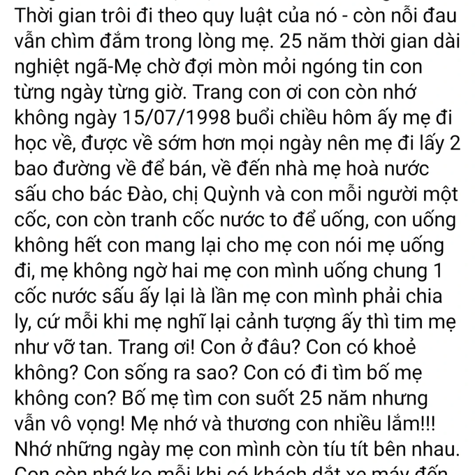 Ký ức cốc nước sấu cuối cùng của người mẹ 25 năm tìm con mất tích - 3