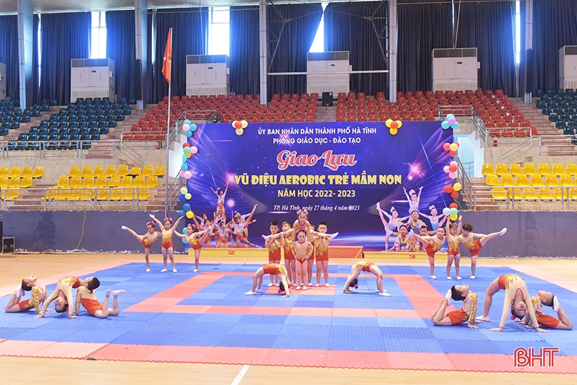 Trẻ mầm non Hà Tĩnh đáng yêu trong bài nhảy aerobic