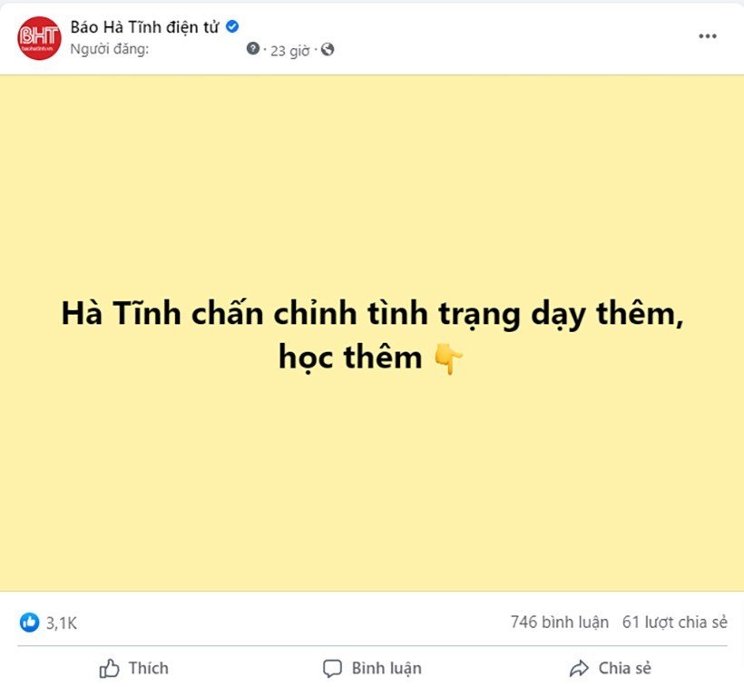 Bạn đọc Báo Hà Tĩnh đồng tình cao việc chấn chỉnh hoạt động dạy thêm, học thêm