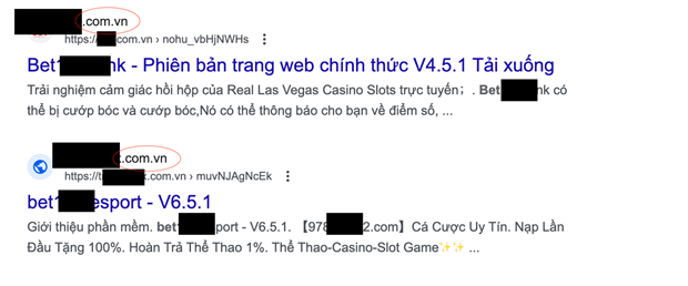 Bùng phát quảng cáo website cờ bạc núp bóng dưới link govvn