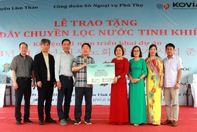 Trao tặng dây chuyền máy lọc nước tinh khiết cho các trường học tại huyện Lâm Thao