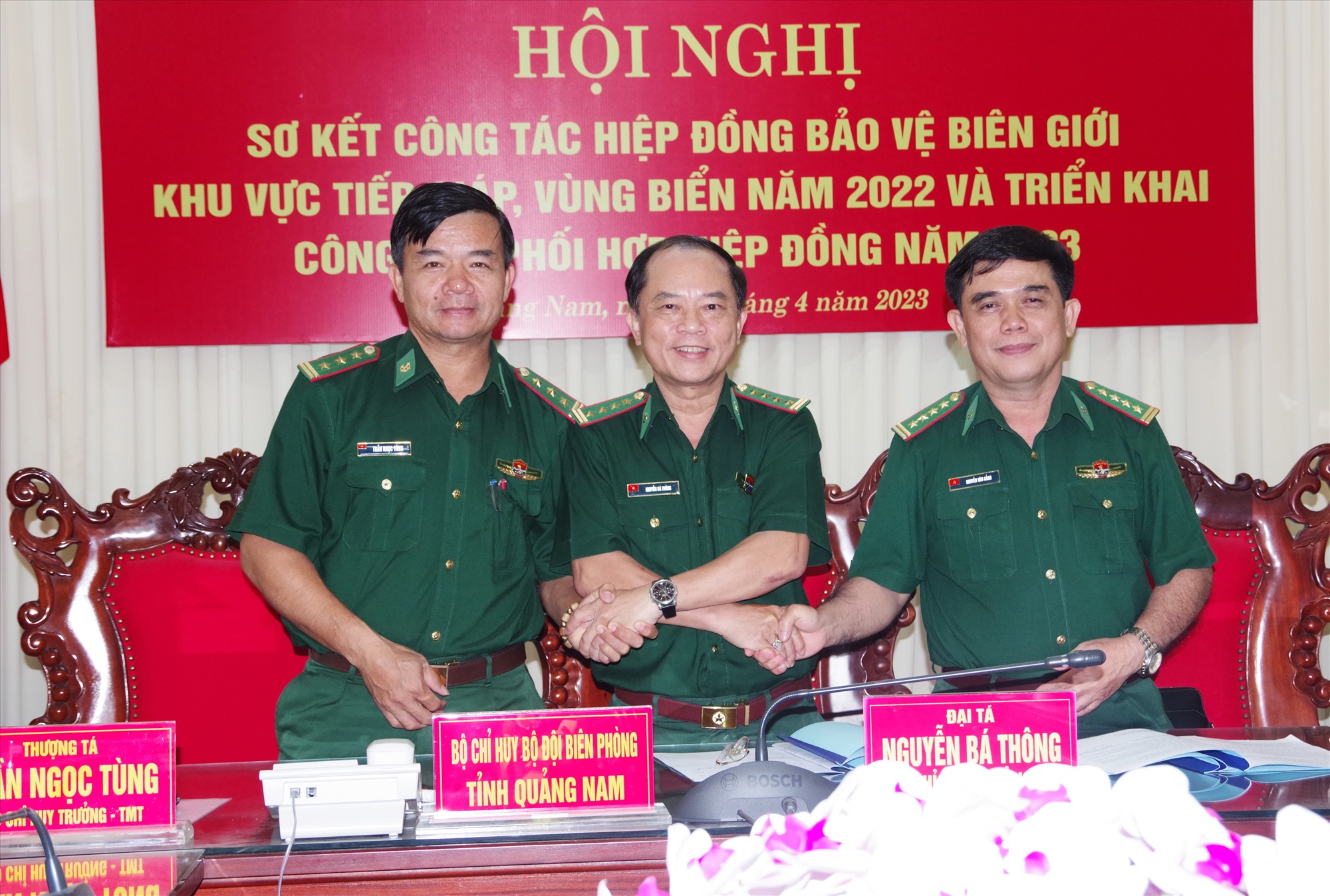 Ảnh: Ký kết hiệp đồng bảo vệ khu vực biên giới biển giáp ranh năm 2023. Ảnh: HỒNG ANH