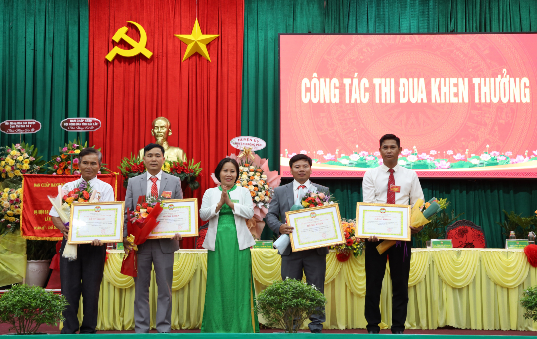 Các tập thể có thành tích xuất sắc trong nhiệm kỳ vừa qua nhận Giấy khen của Hội Nông dân tỉnh.