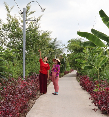 Diện mạo ấp Mỹ Phú hôm nay khang trang hơn bởi những tuyến đường có đèn thắp sáng.