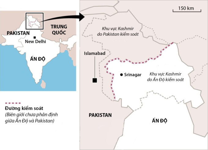 Thành phố Srinagar và khu vực Kashmir. Đồ họa: AFP