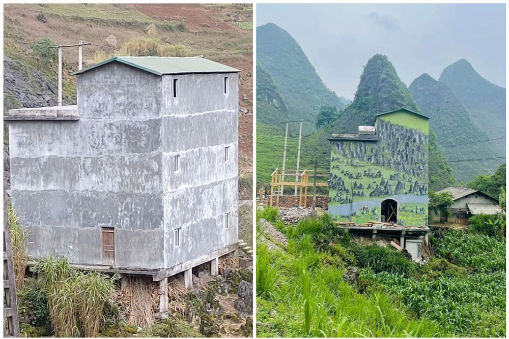 Sự thật, những ngôi nhà tàng hình, gây sốt, Hà Giang, phong cảnh núi non, phần sơn tường bên ngoài, thiên nhiên hùng vĩ bao quanh,  tiềm năng du lịch