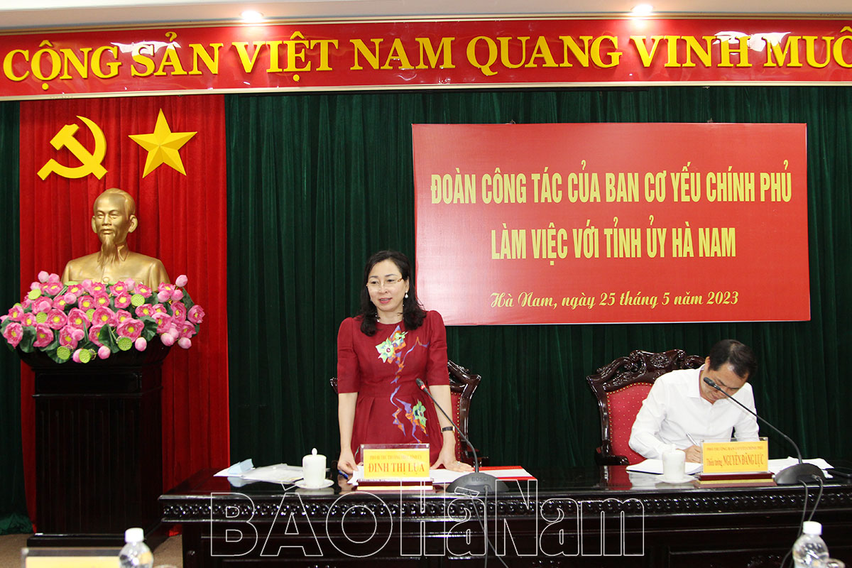 Đoàn công tác của Ban cơ yếu Chính phủ làm việc với Tỉnh ủy Hà Nam