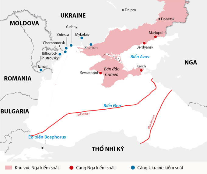 Vị trí đường ống TurkStream và Blue Stream. Đồ họa: GV