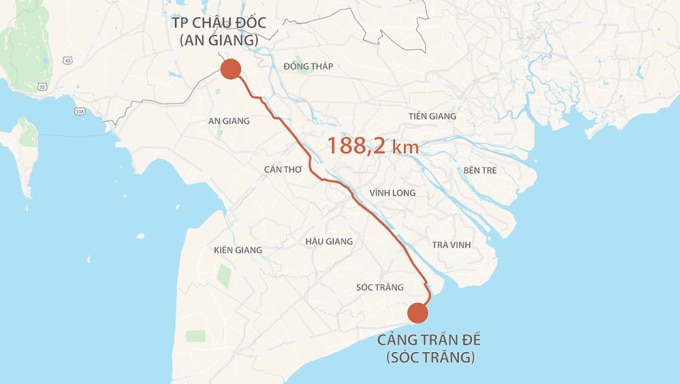 Cao tốc Châu Đốc - Cần Thơ - Sóc Trăng. Đồ họa: Khánh Hoàng