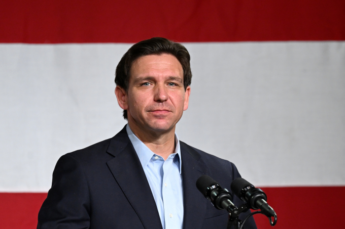 Thống đốc Florida Ron DeSantis tại sự kiện vận động tranh cử ở Clive, bang Iowa ngày 30/5. Ảnh: AFP