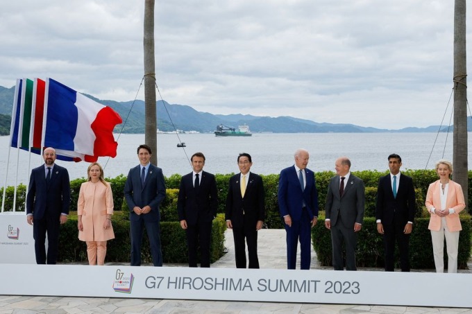 Lãnh đạo EU và các nước G7 tại Hiroshima ngày 20/5. Ảnh: Reuters