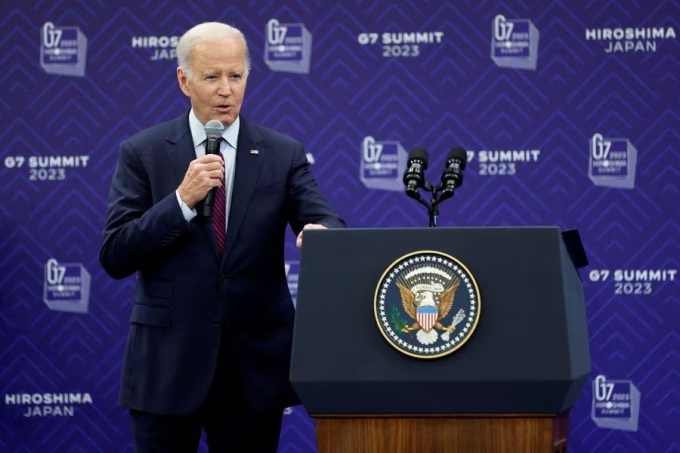 Tổng thống Mỹ Joe Biden tại buổi họp báo sau hội nghị thượng đỉnh G7 ở Hiroshima, Nhật Bản ngày 21/5. Ảnh: Reuters