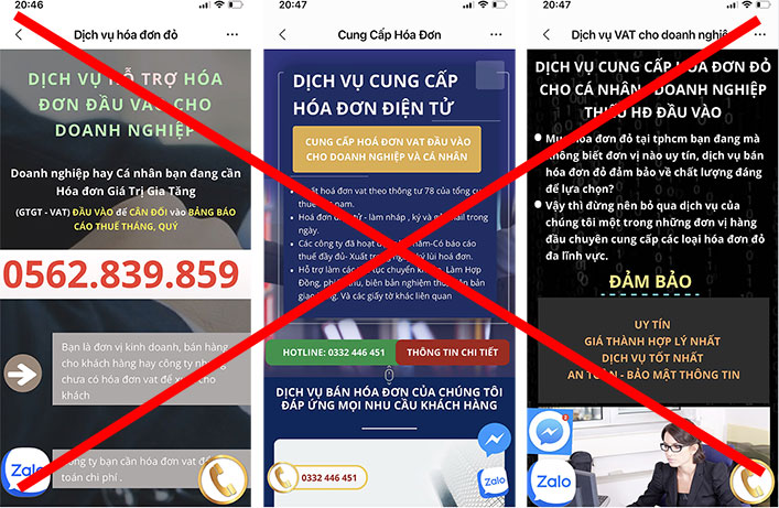 Website rao bán hóa đơn công khai trên mạng internet