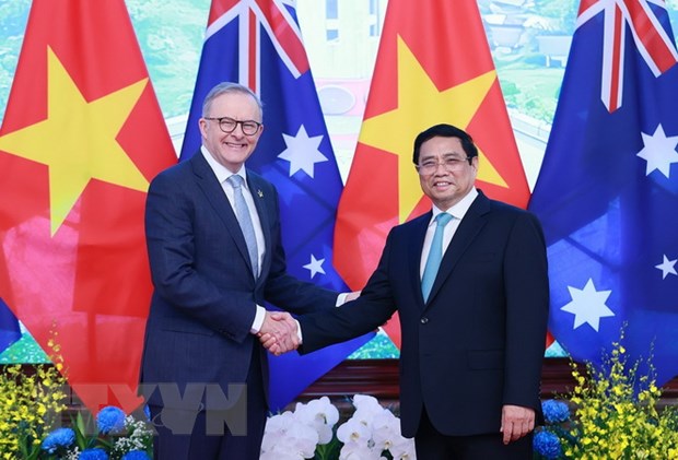 Thu tuong Pham Minh Chinh va Thu tuong Australia gap go bao chi hinh anh 1