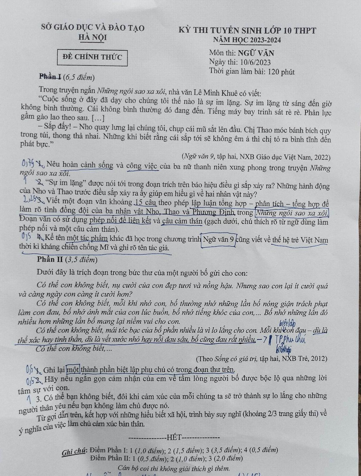 huong dan giai de thi mon ngu van vao lop 10 tai ha noi hinh 2