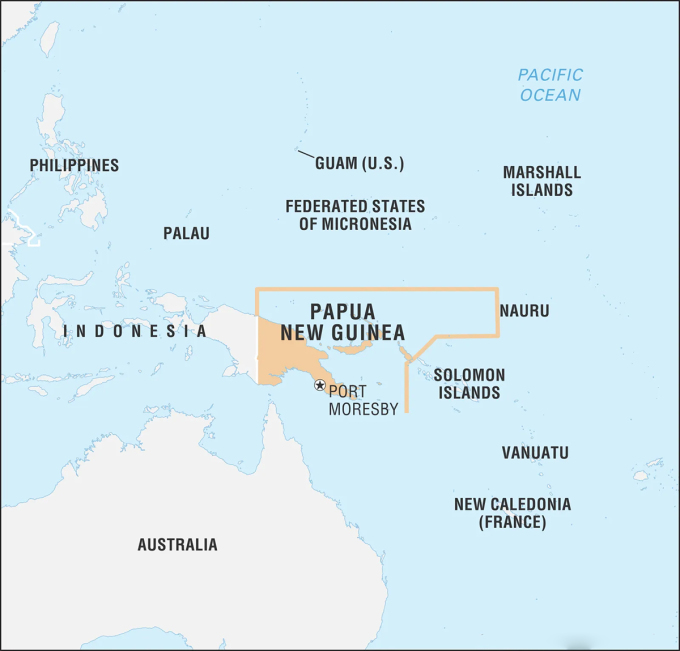 Vị trí Papua New Guinea (màu cam). Đồ họa: Britannica