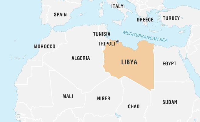 Vị trí Libya. Đồ họa: Britannica