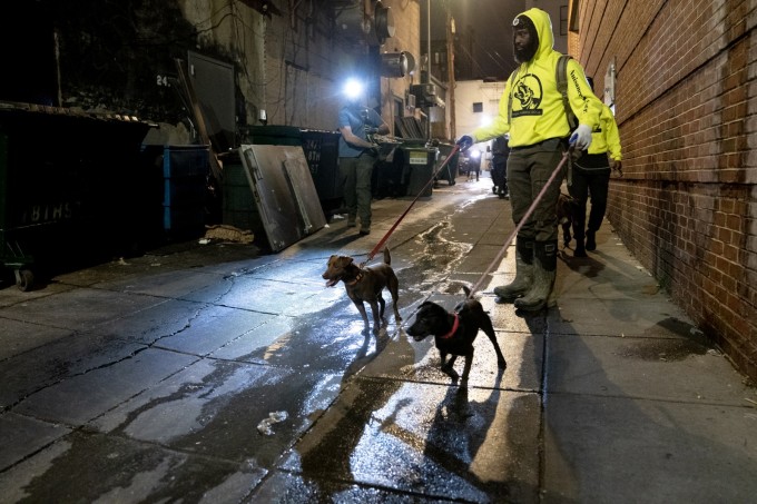 Nhóm thợ săn chuột ở khu phố Adams Morgan ngày 3/6. Ảnh: AFP