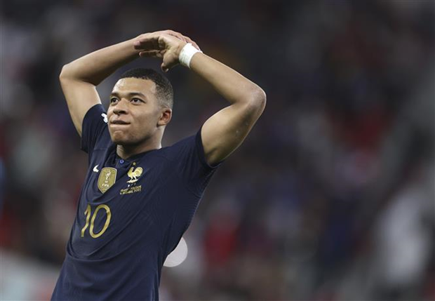 Kylian Mbappe trong màu áo Đội tuyển Pháp tại World Cup 2022 ở Doha (Qatar). (Ảnh: THX/TTXVN)