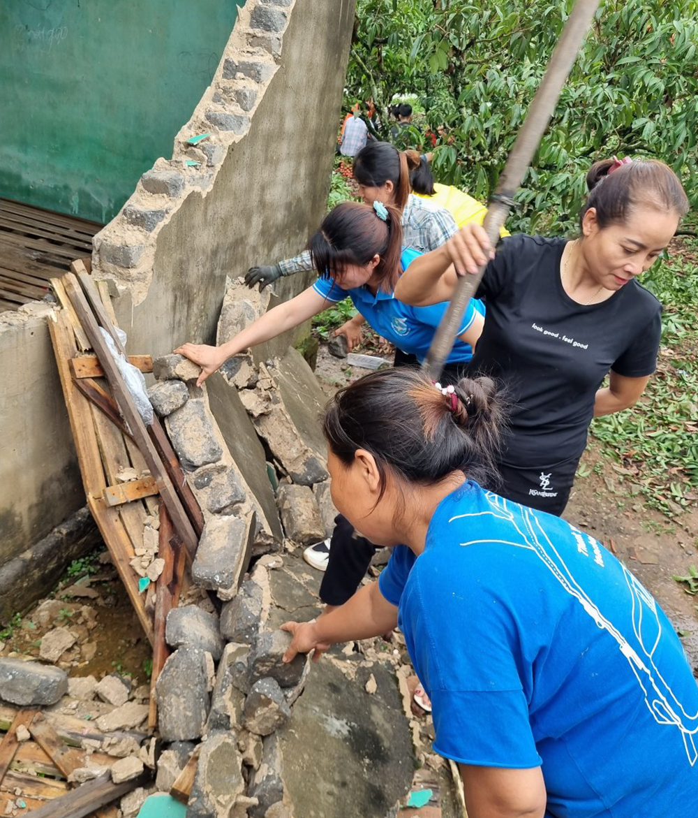 đổ tường, xã Thanh Hải, Lục Ngạn, Bắc Giang, mưa to