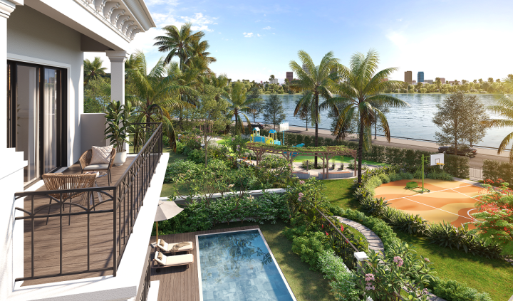 Góc nhìn ra công viên của một căn dinh thự Grand Bay Halong Villas. (Ảnh: BIM Land)