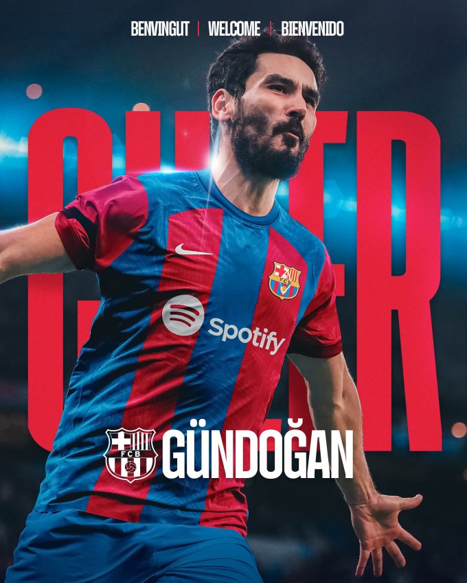 Barca đăng ảnh chào đón Gundogan chiều 26/6. Ảnh: FCB