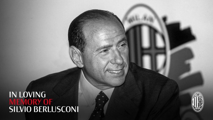 Milan đăng ảnh tri ân và tưởng nhớ Silvio Berlusconi sau khi ông chủ cũ qua đời ngày 12/6. Ảnh: AC Milan