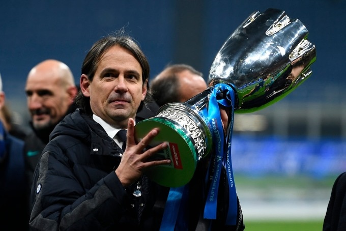 Inzaghi từng đoạt 7 danh hiệu, gồm 3 Cup Italy, 4 Siêu Cup Italy khi dẫn dắt các CLB Lazio rồi Inter. Ảnh: Imagephotoagency.it