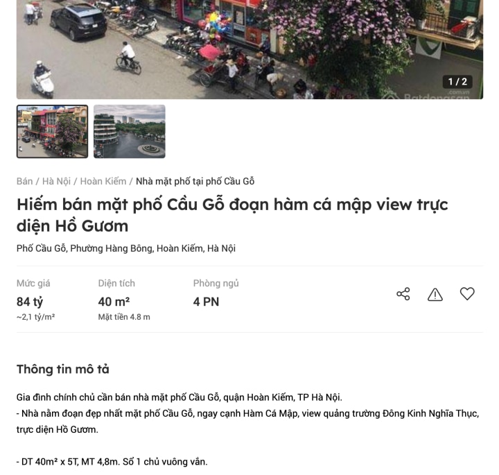 Nhà phố cổ Hà Nội ồ ạt rao bán: Giá đắt giật mình 2,1 tỷ đồng/m2, chỉ siêu giàu mới dám mua - 1