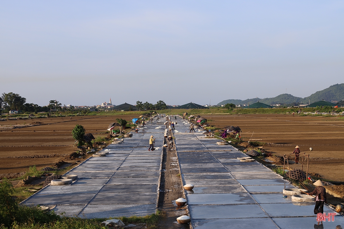 Giá muối tăng, diêm dân Hà Tĩnh phấn khởi bám nắng sản xuất