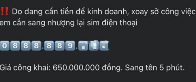 Sim điện thoại của anh Hoàng được rao bán hơn nửa năm nay vẫn không có người mua. Ảnh: Linh Đan