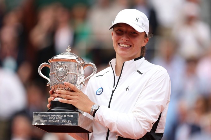 Swiatek toàn thắng trong ba lần vào chung kết Roland Garros. Ảnh: AFP