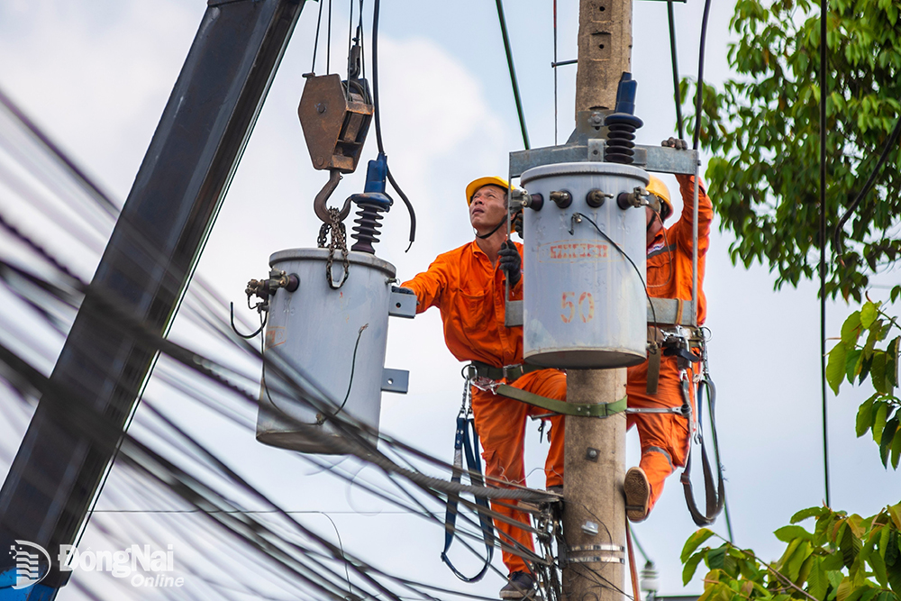 Nhân viên Điện lực Đồng Nai kiểm tra hệ thống điện