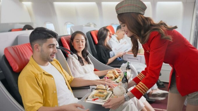 Trên một chuyến bay kết nối Việt Nam và Ấn Độ của Vietjet. Ảnh: XIN TÊN NGƯỜI CHỤP