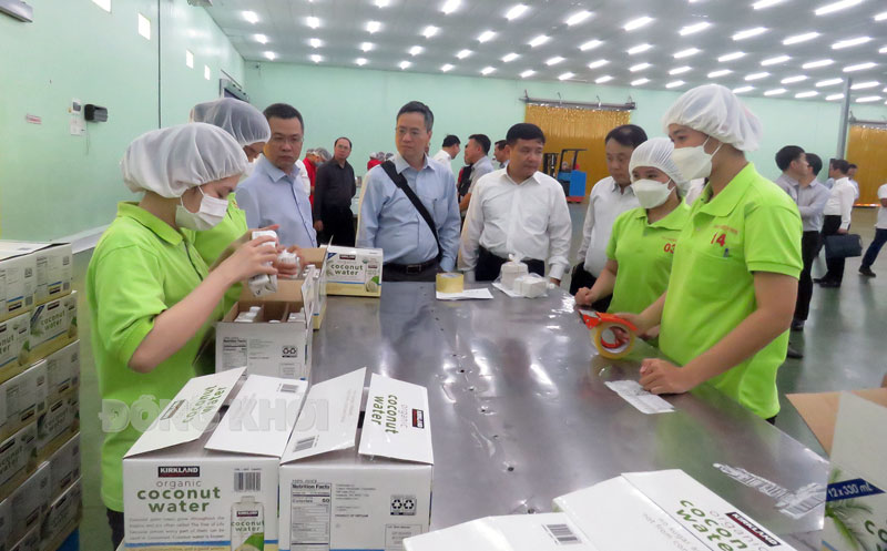 Công TNHH Chế biến nông sản Thuận Phong (xã Giao Long, huyện Châu Thành) sản xuất nhiều sản phẩm tiêu thụ trong nước và xuất khẩu. Ảnh: Trần Quốc