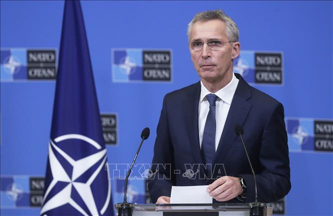 Tổng Thư ký NATO Jens Stoltenberg tại cuộc họp báo ở Brussels, Bỉ. Ảnh: AFP/TTXVN