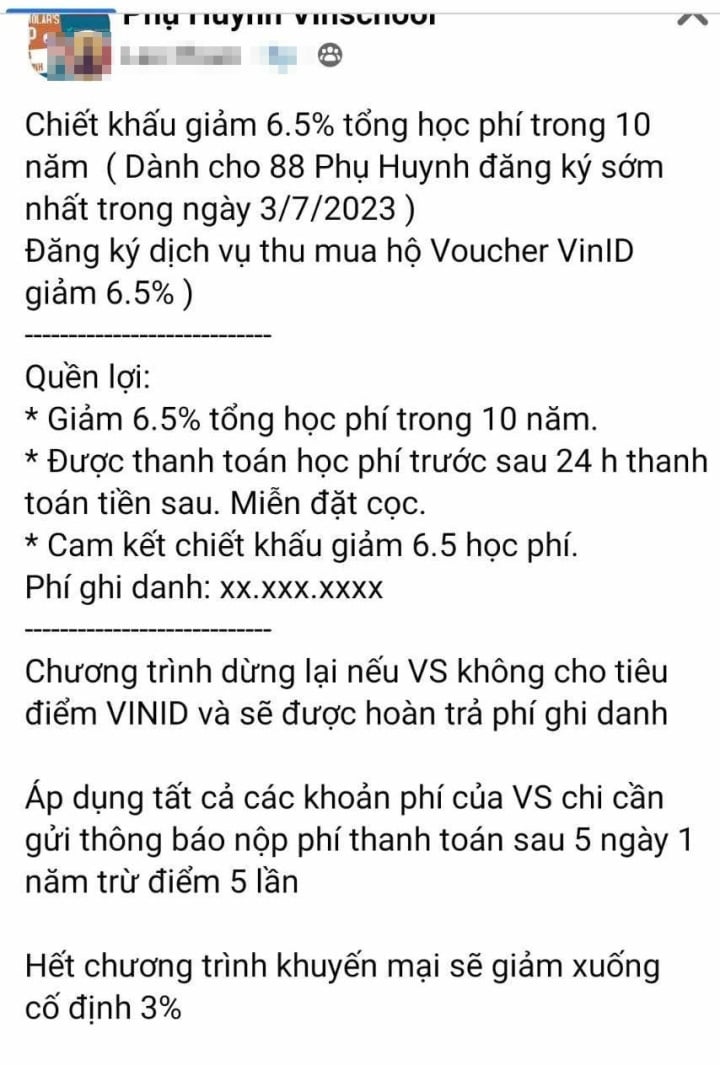 Mức chiết khấu hấp dẫn "dụ" phụ huynh dính chiêu lừa. (Ảnh: PHCC)