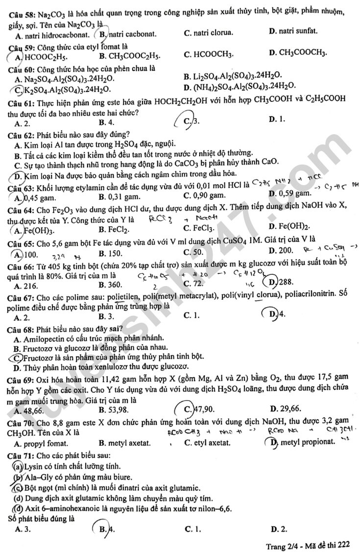 de thi tot nghiep thpt 2023 mon hoa hoc ma de 222 hinh 2