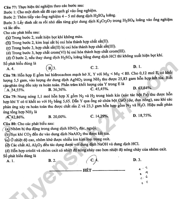 de thi tot nghiep thpt 2023 mon hoa hoc ma de 222 hinh 4