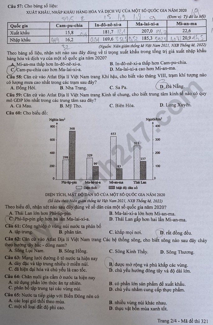 Chi tiết đề thi, giải đề thi môn Lịch sử, Địa lý, Giáo dục công dân ảnh 13