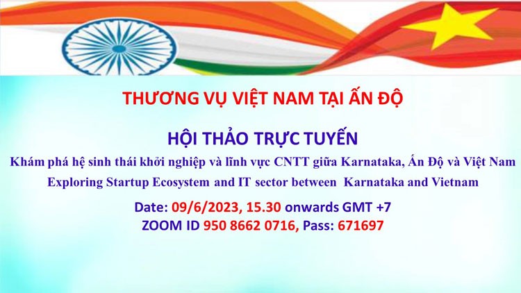 Mời tham dự webinar khám phá hệ sinh thái khởi nghiệp và công nghệ thông tin giữa Ấn Độ và Việt Nam