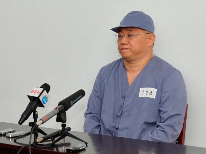 Kenneth Bae trả lời truyền thông Triều Tiên hồi tháng 1/2014. Ảnh: Reuters