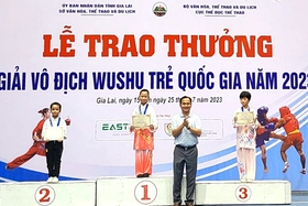 VĐV đoàn Phú Thọ giành Huy chương Vàng tại Giải Vô địch Wushu trẻ Quốc gia năm 2023