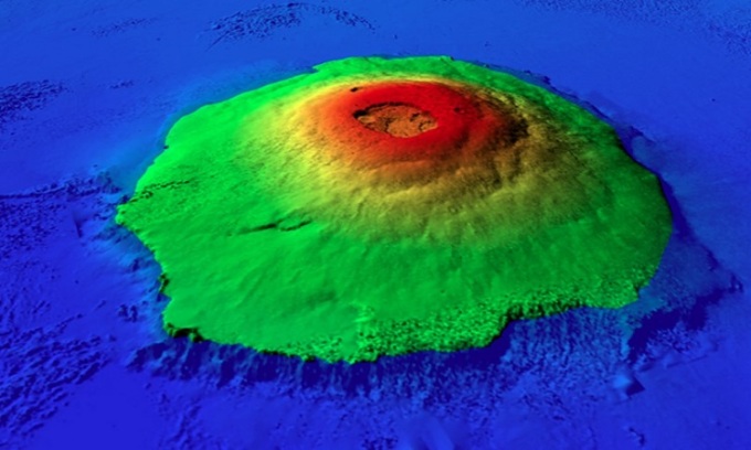 Núi lửa Olympus Mons nằm trên bề mặt sao Hỏa. Ảnh: CNRS