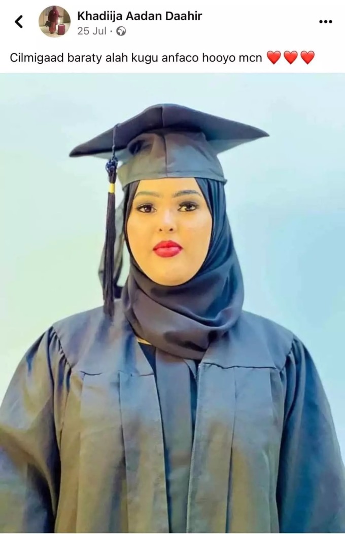 Bài đăng của phó Chủ tịch Liên đoàn Điền kinh Somalia Khadija Adan Dahir, chúc mừng Nasra Abukar được dự Đại hội Thể thao Sinh viên Thế giới 2023. Ảnh: chụp mnàn hình