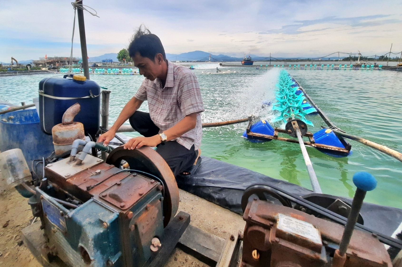 Người nuôi tôm phải chủ động theo dõi chặt chẽ để kịp thời phát hiện dịch bệnh. Ảnh: Đ.T