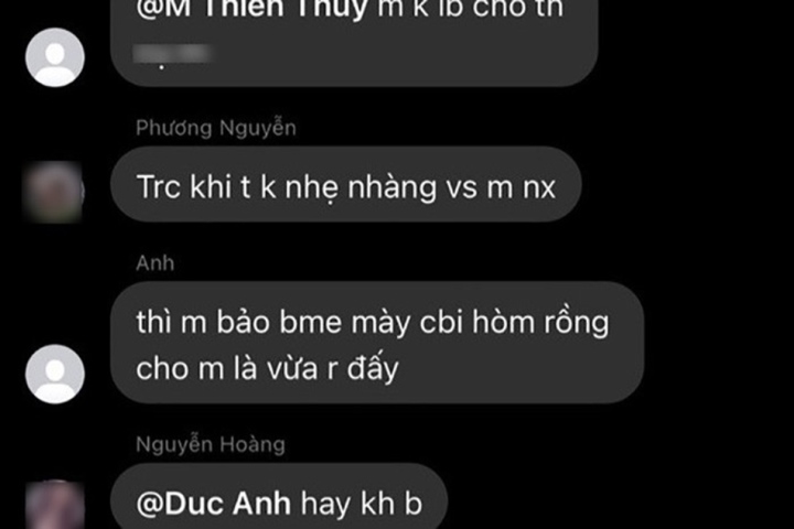 Tin nhắn đe dọa em T. (Ảnh: Thu Hằng)