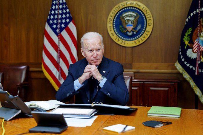 Ông Biden tại Trại David hồi tháng 2/2022. Ảnh: Reuters