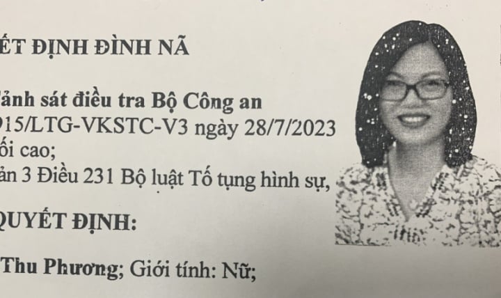 Quyết định đình nã đối với Phương. (Ảnh: Cand).