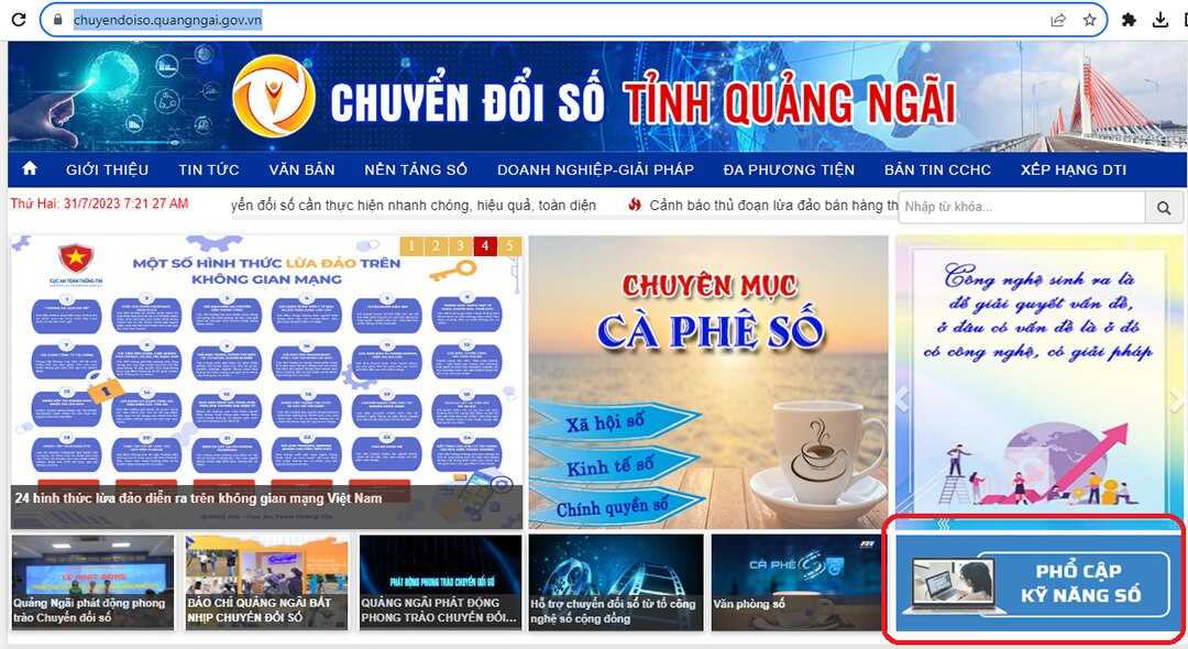 Chuyên trang Chuyển đổi số tỉnh Quảng Ngãi của Sở Thông tin và Truyền thông